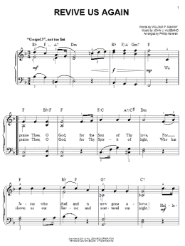 page one of Revive Us Again (arr. Phillip Keveren) (Easy Piano)
