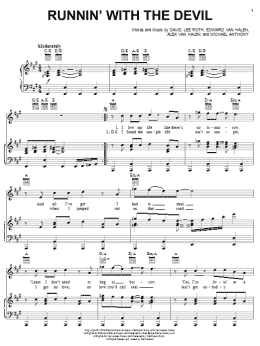 page one of Runnin' With The Devil (Piano, Vocal & Guitar Chords (Right-Hand Melody))