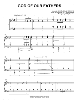 page one of God Of Our Fathers (arr. Phillip Keveren) (Piano Solo)