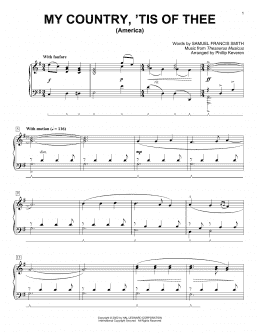 page one of My Country, 'Tis Of Thee (America) (arr. Phillip Keveren) (Piano Solo)