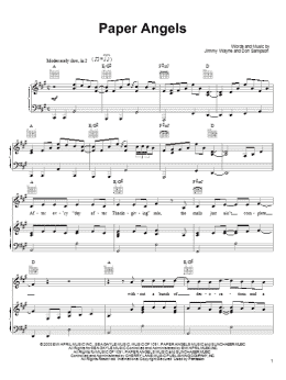 page one of Paper Angels (Piano, Vocal & Guitar Chords (Right-Hand Melody))