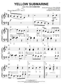 page one of Yellow Submarine (arr. Phillip Keveren) (Big Note Piano)