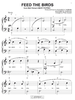 page one of Feed The Birds (Tuppence A Bag) (from Mary Poppins) (arr. Phillip Keveren) (Big Note Piano)