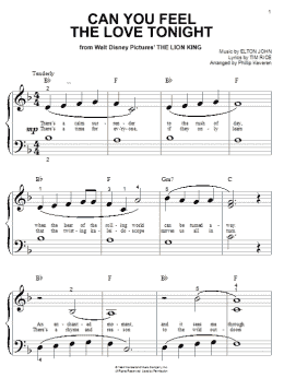 page one of Can You Feel The Love Tonight (from The Lion King) (arr. Phillip Keveren) (Big Note Piano)