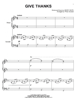 page one of Give Thanks (arr. Phillip Keveren) (Piano Duet)