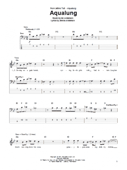 page one of Aqualung (Bass Guitar Tab)