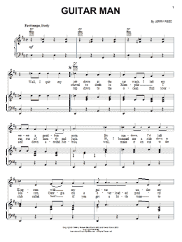 page one of Guitar Man (Piano, Vocal & Guitar Chords (Right-Hand Melody))