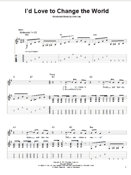 page one of I'd Love To Change The World (Guitar Tab (Single Guitar))