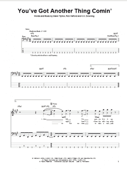 page one of You've Got Another Thing Comin' (Bass Guitar Tab)