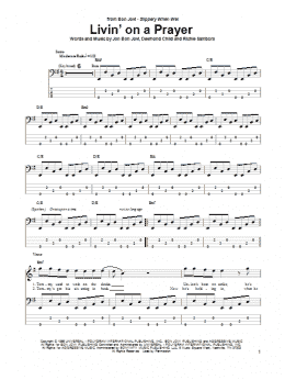 page one of Livin' On A Prayer (Bass Guitar Tab)