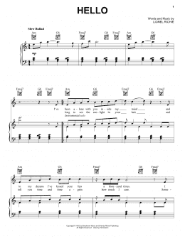 page one of Hello (Piano, Vocal & Guitar Chords (Right-Hand Melody))
