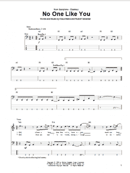 page one of No One Like You (Bass Guitar Tab)