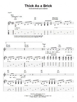 page one of Thick As A Brick (Guitar Tab (Single Guitar))