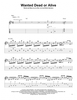 page one of Wanted Dead Or Alive (Guitar Tab (Single Guitar))
