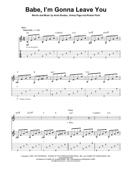 page one of Babe, I'm Gonna Leave You (Guitar Tab (Single Guitar))
