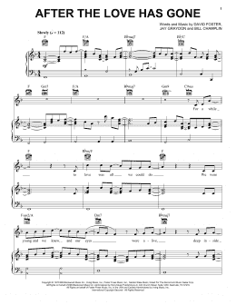 page one of After The Love Has Gone (Piano, Vocal & Guitar Chords (Right-Hand Melody))