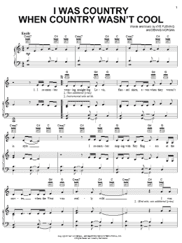 page one of I Was Country When Country Wasn't Cool (Piano, Vocal & Guitar Chords (Right-Hand Melody))