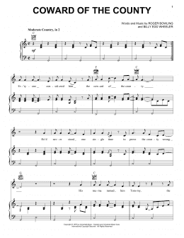 page one of Coward Of The County (Piano, Vocal & Guitar Chords (Right-Hand Melody))