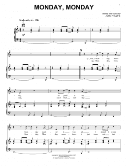 page one of Monday, Monday (Piano, Vocal & Guitar Chords (Right-Hand Melody))