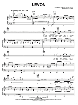 page one of Levon (Piano, Vocal & Guitar Chords (Right-Hand Melody))