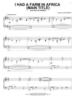 page one of I Had A Farm In Africa (Main Title) (from Out Of Africa) (Piano Solo)