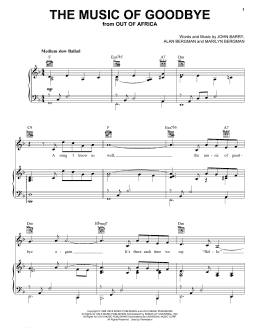 page one of The Music Of Goodbye (Piano, Vocal & Guitar Chords (Right-Hand Melody))