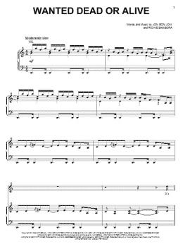 page one of Wanted Dead Or Alive (Piano, Vocal & Guitar Chords (Right-Hand Melody))
