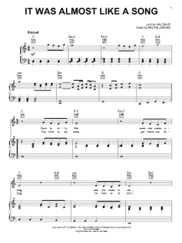 page one of It Was Almost Like A Song (Piano, Vocal & Guitar Chords (Right-Hand Melody))