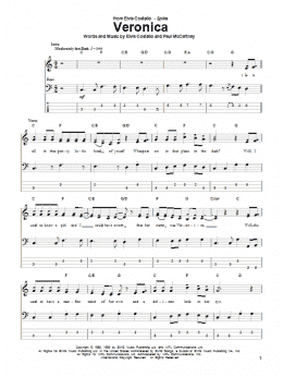 page one of Veronica (Bass Guitar Tab)