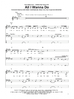 page one of All I Wanna Do (Bass Guitar Tab)