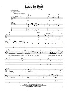 page one of The Lady In Red (Bass Guitar Tab)