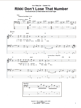 page one of Rikki Don't Lose That Number (Bass Guitar Tab)