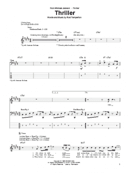 page one of Thriller (Bass Guitar Tab)