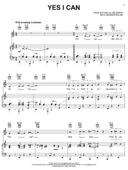 page one of Yes I Can (Piano, Vocal & Guitar Chords (Right-Hand Melody))