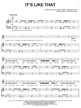 page one of It's Like That (Piano, Vocal & Guitar Chords (Right-Hand Melody))