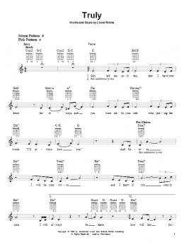 page one of Truly (Easy Guitar)
