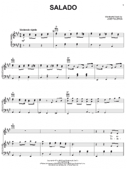 page one of Salado (Piano, Vocal & Guitar Chords (Right-Hand Melody))