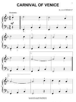 page one of Carnival Of Venice (Big Note Piano)