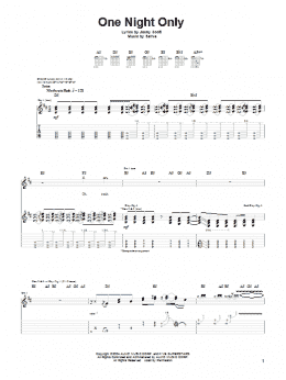 page one of One Night Only (Guitar Tab)