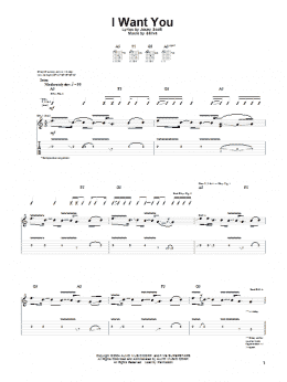 page one of I Want You (Guitar Tab)