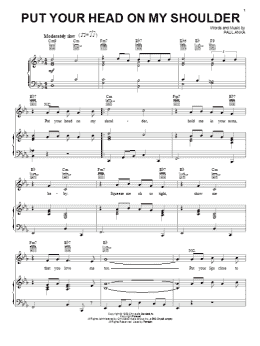 page one of Put Your Head On My Shoulder (Piano, Vocal & Guitar Chords (Right-Hand Melody))