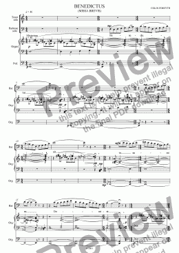 page one of Missa Brevis for S.A.T.B., Soli, Brass, Timpani and Organ. 'Benedictus'.
