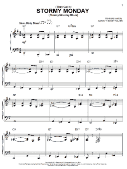 page one of (They Call It) Stormy Monday (Stormy Monday Blues) (Easy Piano)