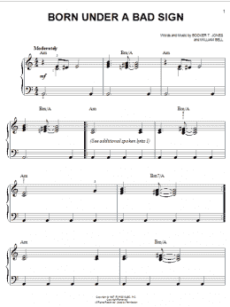 page one of Born Under A Bad Sign (Easy Piano)