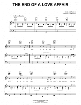 page one of The End Of A Love Affair (Piano, Vocal & Guitar Chords (Right-Hand Melody))