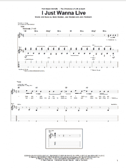 page one of I Just Wanna Live (Guitar Tab)