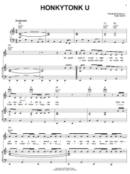 page one of Honkytonk U (Piano, Vocal & Guitar Chords (Right-Hand Melody))