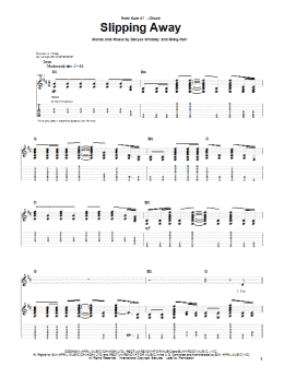 page one of Slipping Away (Guitar Tab)