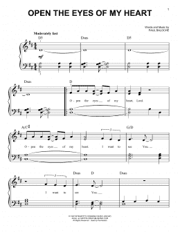 page one of Open The Eyes Of My Heart (Easy Piano)