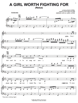page one of A Girl Worth Fighting For (from Mulan II) (Piano, Vocal & Guitar Chords (Right-Hand Melody))
